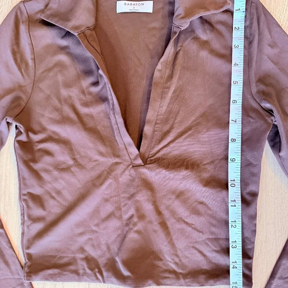 Aritzia Babaton Brown Cropped Top - Size S - Picture 4 of 7